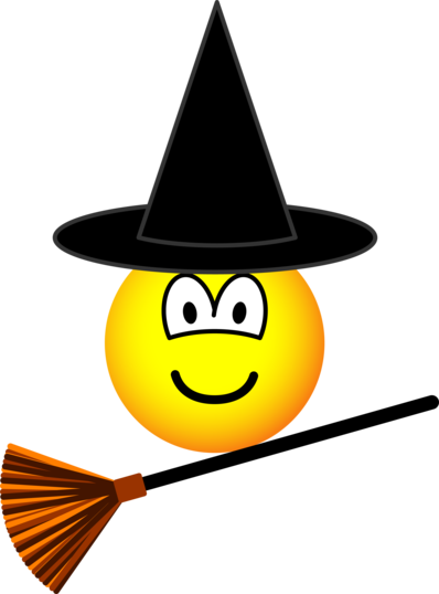 Witch flying emoticon